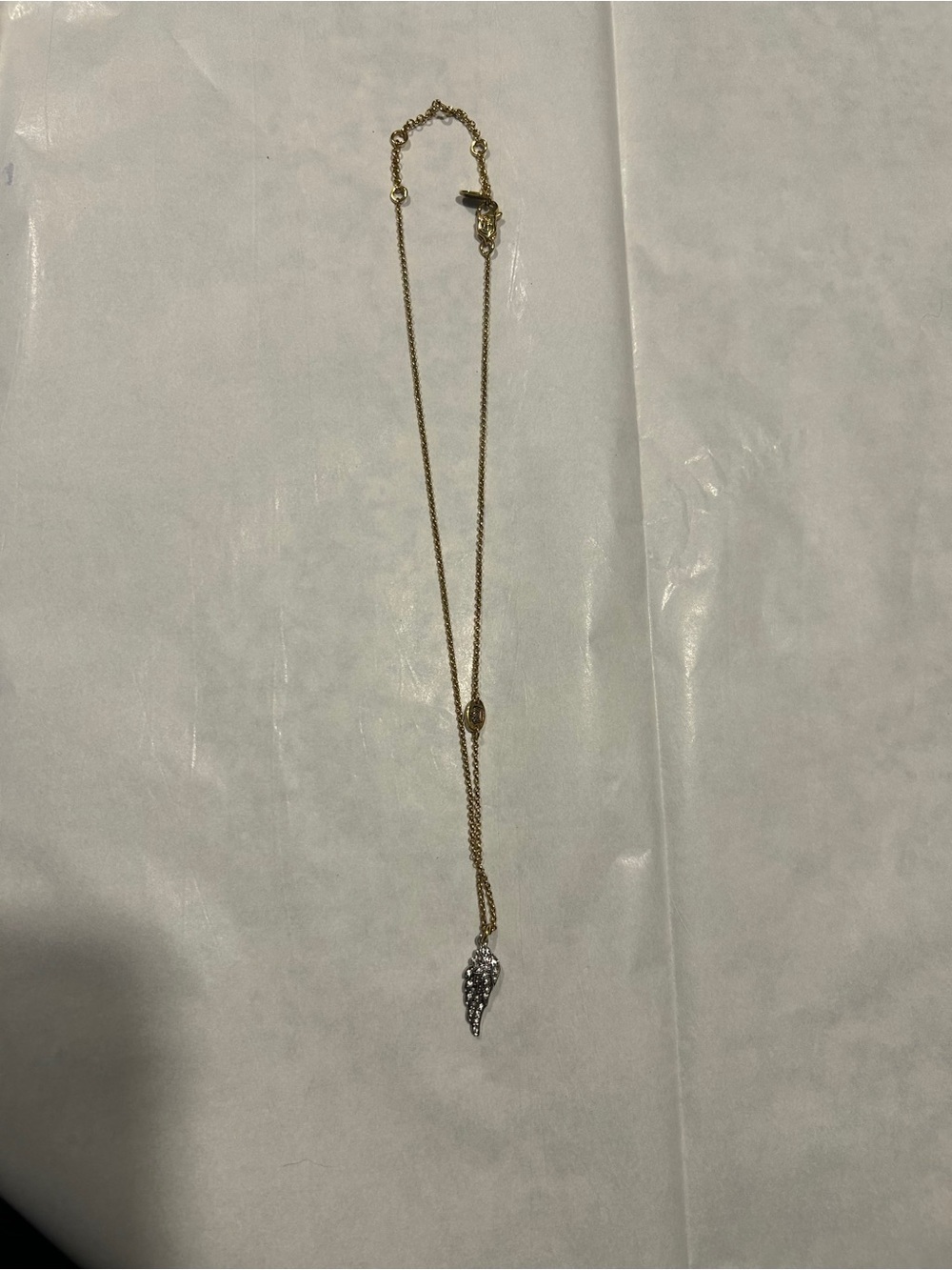 Vintage Juicy Couture Gold-Tone Necklace with Angel Wing Pendant